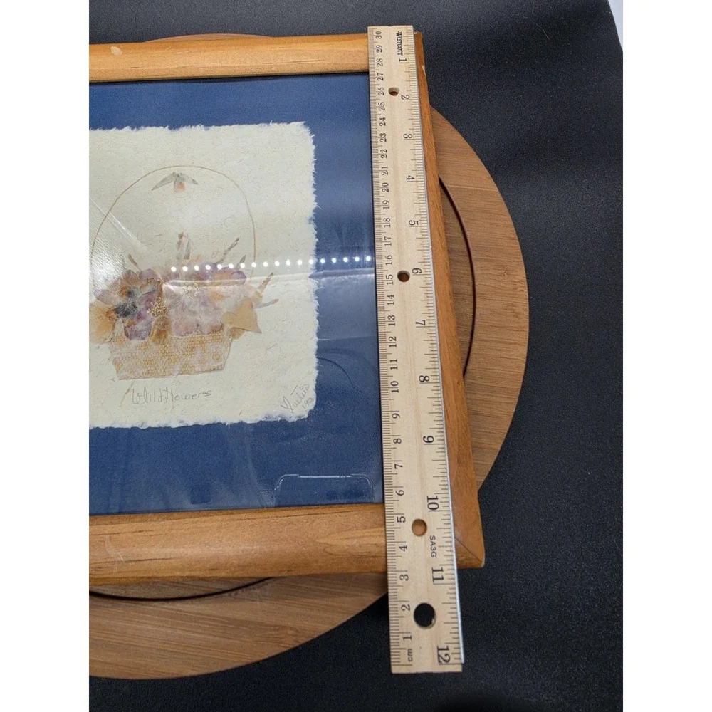 Framed Pressed Dried Flowers in Basket Art!  Wildflower 10.5 x 11 SIGNED